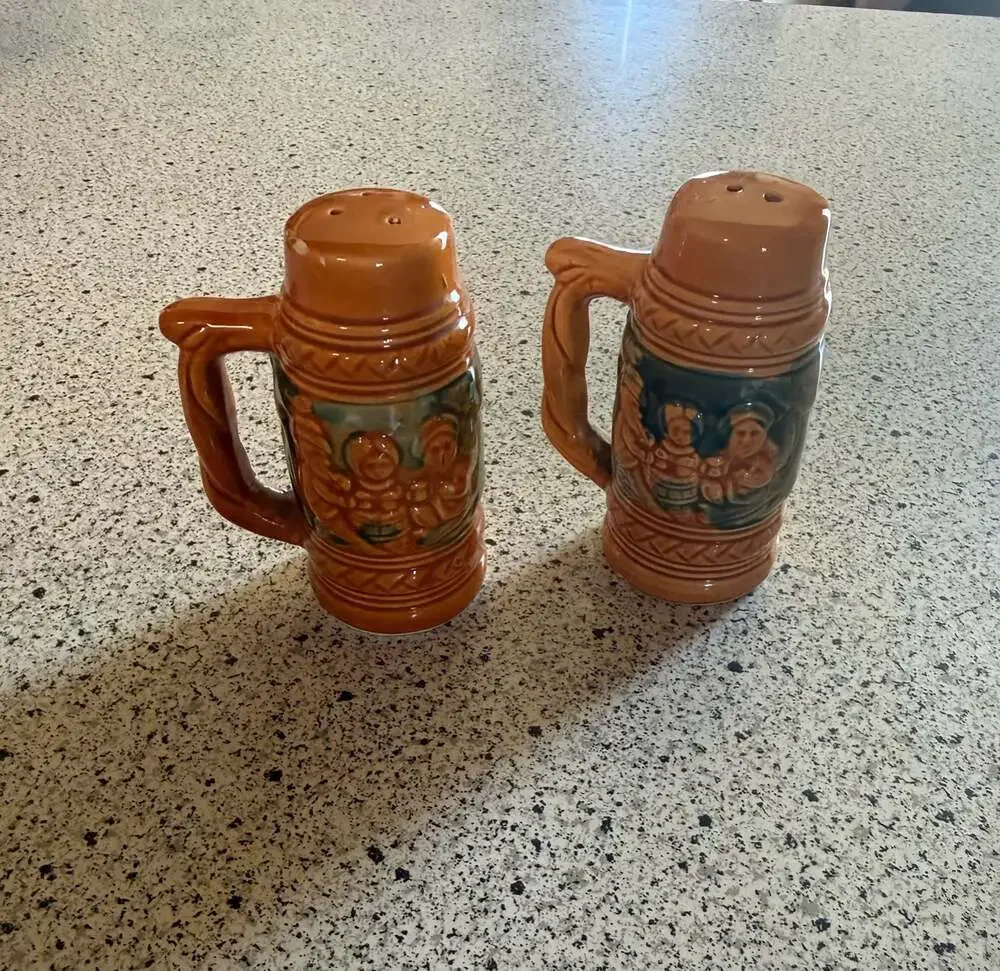 Vintage Ceramic Beer Stein Themed Salt and Pepper Shakers